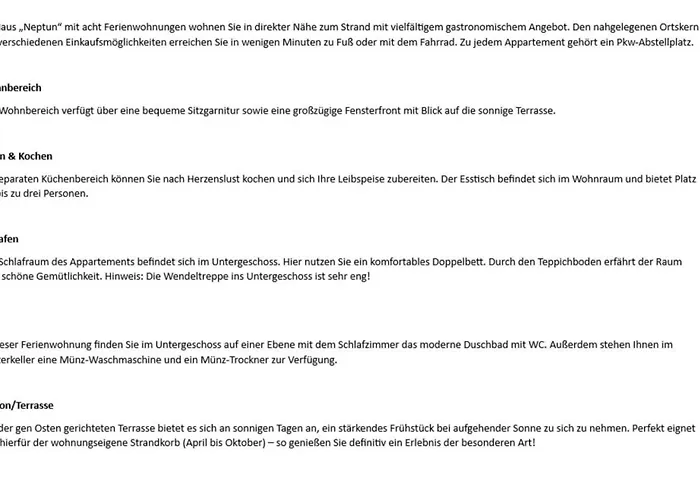 Neptun - Duenenstr 2, App 1 Appartement